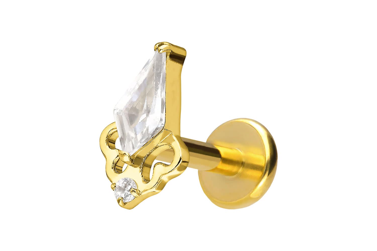Titan Labret Piercing mit Push Fit KRISTALLSCHILD